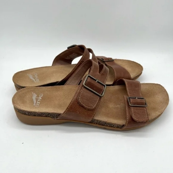 DANSKO Vintage Comfort Wedge Heeled Leather Open Toe Sandals Size 8.5🌴 - Picture 2 of 11